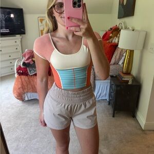 FP Movement by Free People Colorblock Crop Top - Cream, Blue, Orange